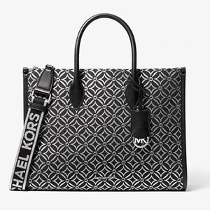 Michael Kors Medium Metallic Logo Jacquard Tote